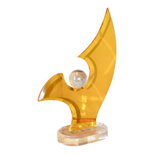 Mid Century Haziza Lucite "Sphere " Art Sculpture by Shlomi Haziza Hand Signed